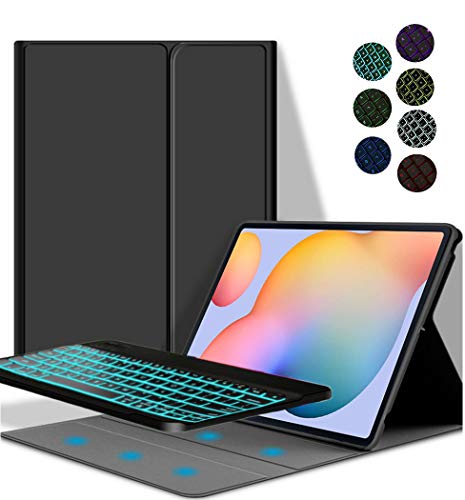 YGoal Tastatur Hülle für Huawei Matepad Pro 12.6,(QWERTY Englische Layout) 7 Colors Backlit Ultradünn PU Leder Schutzhülle mit Abnehmbarer drahtloser Tastatur für Huawei Matepad Pro 12.6, Schwarz von YGoal