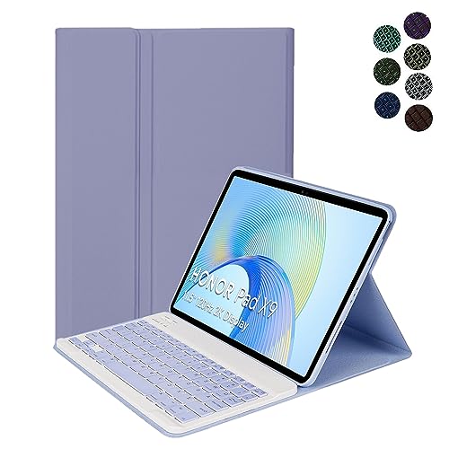 YGoal Tastiera Custodia per Honor Pad X9, [Italiana Layout Con é.ç .§] 7 Colors Backlit Pelle PU Custodia Con Rimovibile Wireless Tastiera per Honor Pad X8 Pro 11.5, Viola von YGoal