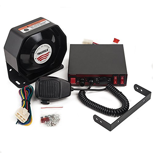 YHAAVALE 100 W Notfall-Polizei-Sirenen-Set, CJB200E Auto-PA-System, DC 12 V, 100 W, 8 Töne mit Mikrofon, Notfallelektronik für Notfallfahrzeuge, LKWs von YHAAVALE