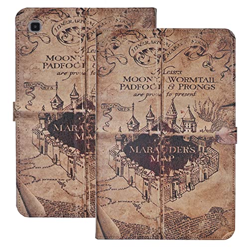 YHB Hülle für Galaxy Tab A 10.1 (2019 Release), PU Leder Slim Folding Case Multi-Angle Stand TPU Back Cover für Samsung Tab A 10.1 Zoll Tablet SM-T510/SM-T515, Marauder's Map Vintage von YHB