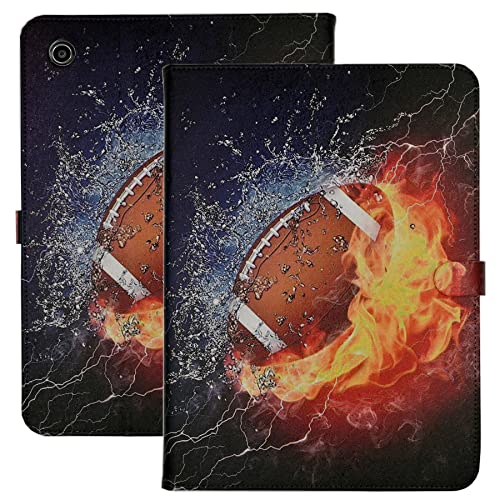 YHB Hülle für Samsung Galaxy Tab A8 10,5 Zoll 2022 (SM-X200/SM-X205/SM-X207), Premium PU Leder Klappständer Mehrere Betrachtungswinkel TPU Schutzhülle American Football mit Feuerwasser von YHB