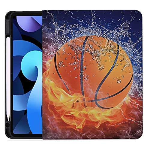 YHB Schutzhülle für iPad 10. Generation 10,9 Zoll 2022, Premium-PU-Leder, klappbarer Ständer, mehrere Betrachtungswinkel, schützende TPU-Abdeckung, automatische Schlaf-/Wachfunktion, Basketball, Eis von YHB