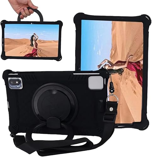 YHFZR Hülle für DOOGEE U9 /U10 /U10 Pro Tablet, Stoßfest Leicht Case 360 Drehgriff und Ständer Kinder Hülle für DOOGEE U9 /U10 /U10 Pro 10,1 Zoll, Schwarz von YHFZR