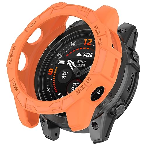 YHFZR Hülle für Garmin Fenix 7S Pro/Garmin Epix Pro 42mm, Ultra Schlank Silicone Schutzhülle Abdeckung Case Cover für Garmin Fenix 7S Pro/Garmin Epix Pro 42mm, Orange von YHFZR