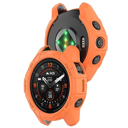 YHFZR Hülle für Garmin Fenix 7X Pro/Garmin Epix Pro 51mm, Ultra Schlank Silicone Schutzhülle Abdeckung Case Cover für Garmin Fenix 7X Pro/Garmin Epix Pro 51mm, Orange von YHFZR