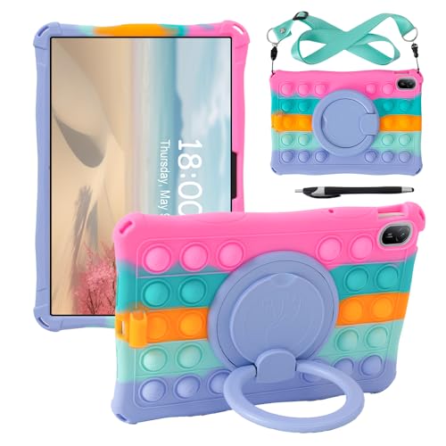 YHFZR Hülle für Huawei MatePad SE 11'' 2024, Stoßfest Leicht Case 360 Drehgriff und Ständer Kinder Hülle für Huawei MatePad SE 11 Zoll Tablet 2024, Rose von YHFZR
