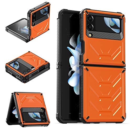 YHFZR Hülle für Samsung Galaxy Z Flip4 5G 2022, Hybrid-SchwerLast Stoßfest Sturzfest Standfunktion rutschfest Schutzhülle für Samsung Galaxy Z Flip4 5G 2022, Orange von YHFZR