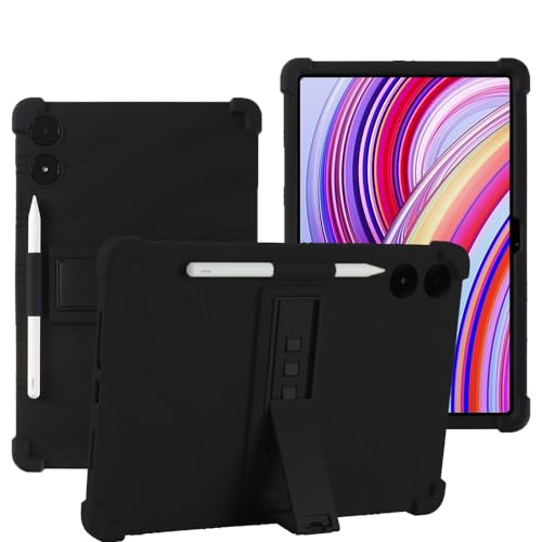 YHFZR Hülle für Xiaomi Redmi Pad Pro 12,1 Zoll, Leicht Silikon Weich Kindgerechte Hülle mit Standfunktion für Xiaomi Redmi Pad Pro 12,1 Zoll, Schwarz von YHFZR