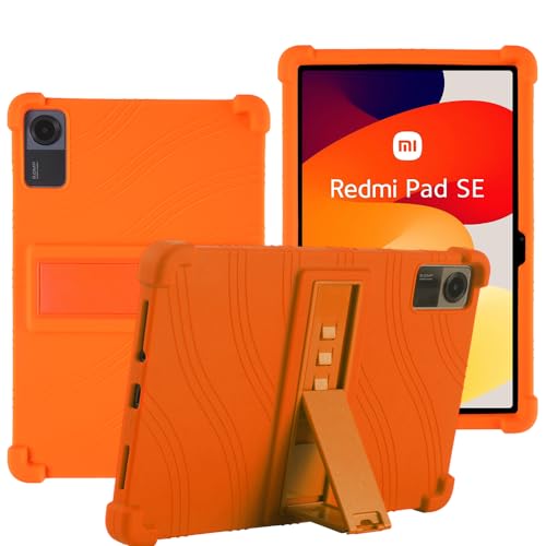 YHFZR Hülle für Xiaomi Redmi Pad SE 11 Zoll, Leicht Silikon Weich Kindgerechte Hülle mit Standfunktion für Xiaomi Redmi Pad SE 11 Zoll, Orange von YHFZR