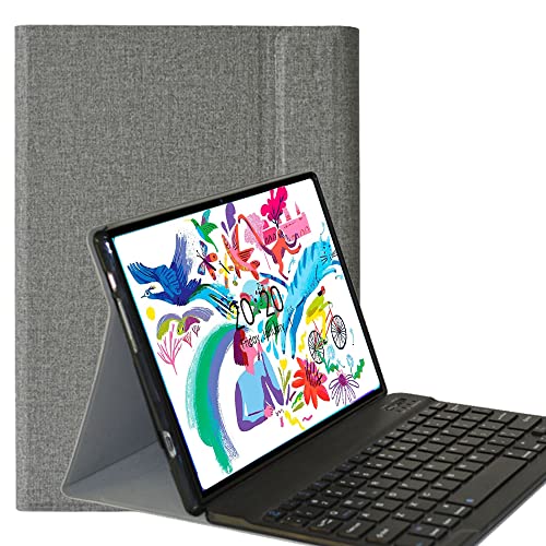 YHFZR Tastatur Hülle for ALLDOCUBE iPlay 40 - (QWERTY Layout), Ultradünn Flip Entfernbar Drahtloser Keyboardständer Ledertasche für ALLDOCUBE iPlay 40 10,4 Zoll Tablet, Grau von YHFZR