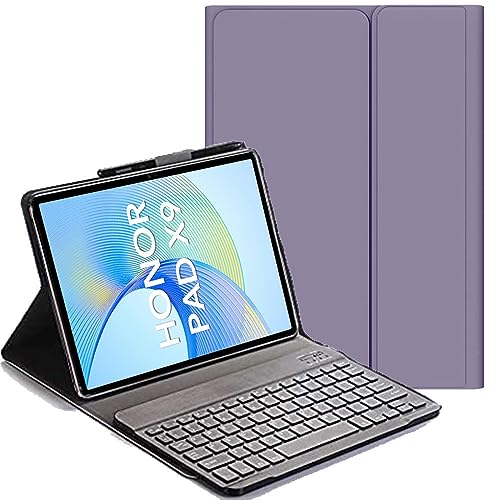 YHFZR Tastatur Hülle for Honor Pad X9 11,5 Zoll, (QWERTY Layout), Flip Entfernbar Drahtloser Keyboardständer Ledertasche für Honor Pad X9 11,5 Zoll, Violett von YHFZR