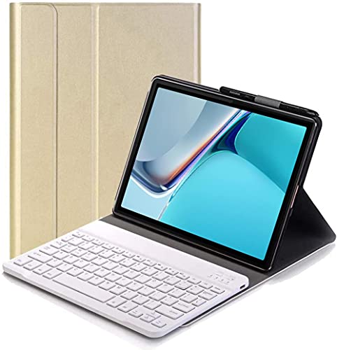 YHFZR Tastatur Hülle for Huawei MatePad 11 - (QWERTY Layout), Ultradünn Flip Entfernbar Drahtloser Keyboardständer Ledertasche für Huawei MatePad 11 Tablet, Gold von YHFZR