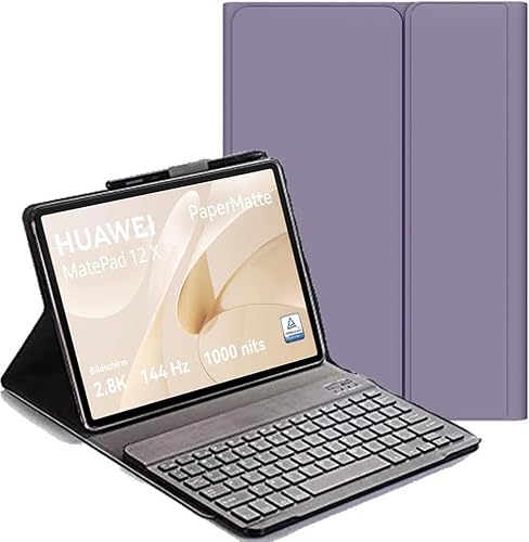 YHFZR Tastatur Hülle for Huawei MatePad 12 X Tablet, (QWERTY Layout), Ultradünn Flip Entfernbar Drahtloser Keyboardständer Ledertasche für Huawei MatePad 12 X Tablet 12 Zoll, Lila von YHFZR