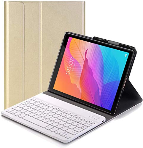 YHFZR Tastatur Hülle for Huawei MatePad Pro 12.6 2021 - (QWERTY Layout), Ultradünn Flip Entfernbar Drahtloser Keyboardständer Ledertasche für Huawei MatePad Pro 12.6 2021 Tablet, Gold von YHFZR
