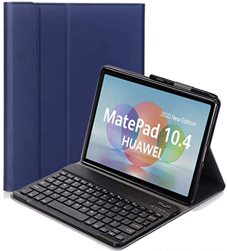 YHFZR Tastatur Hülle for Huawei Matepad 10.4 - (QWERTY Layout), Ultradünn Flip Entfernbar Drahtloser Keyboardständer Ledertasche für Huawei Matepad 10.4 2022 Tablet, Blau von YHFZR