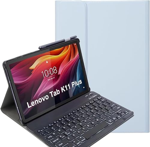 YHFZR Tastatur Hülle for Lenovo Tab K11 Plus 11,5 Zoll TB352FU, (QWERTY Layout), Slim Flip Entfernbar Drahtloser Keyboardständer Ledertasche für Lenovo Tab K11 Plus 11,5 Zoll TB352FU, Blau von YHFZR