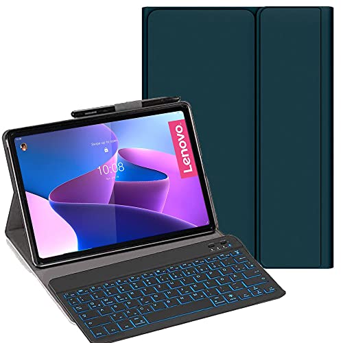 YHFZR Tastatur Hülle for Lenovo Tab P11 Pro 2nd 2022, [Deutsches QWERTZ] 7 Farben Beleuchtung Kabellose Tastatur mit Hülle für Lenovo Tab P11 Pro 2nd 2022/ Pad Pro 2022 11.2'' 2022 TB-132U, Grün von YHFZR