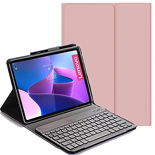 YHFZR Tastatur Hülle for Lenovo Tab P12 Pro - (QWERTY Layout), Ultradünn Flip Entfernbar Drahtloser Keyboardständer Ledertasche für Lenovo Tab P12 Pro 12,6 Zoll Tablet, Rosa von YHFZR