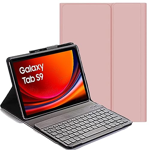 YHFZR Tastatur Hülle for Samsung Tab S9 11'' 2023, (QWERTY Layout), Ultradünn Flip Entfernbar Drahtloser Keyboardständer Ledertasche für Samsung Galaxy Tab S9 11 Zoll 2023 X710/X716, Rosa von YHFZR