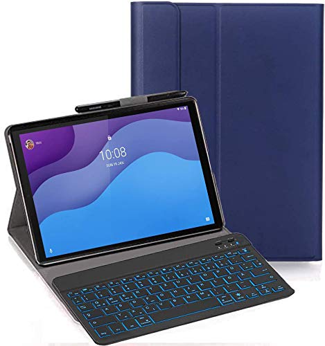 YHFZR Tastatur Hülle für Huawei MatePad Pro 12.6 2021, [Deutsches QWERTZ] Ultraslim Hülle mit 7 Farben Beleuchtung Kabellose Tastatur mit Schützhülle für Huawei MatePad Pro 12.6 2021, Blau von YHFZR