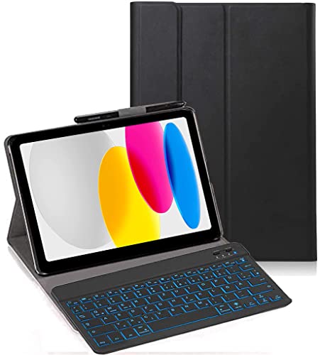 YHFZR Tastatur Hülle für Lenovo Tab M10 5G 10.6'', [Italiana Layout] Slim Hülle mit 7 Farben Beleuchtung Kabellose Tastatur mit Schützhülle für Lenovo Tab M10 5G 10.6 Zoll TB-360ZU, Schwarz von YHFZR