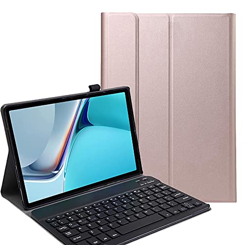 YHFZR Tastatur Hülle für Oppo Pad, [AZERTY] Ultradünn Flip Entfernbar Drahtloser Keyboardständer Ledertasche für Oppo Pad 11 Zoll 2022, Roségold von YHFZR