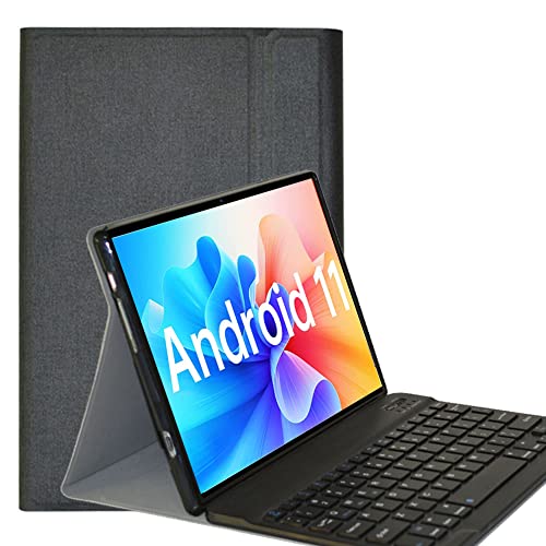 YHFZR Tastatur Hülle für Teclast T40 Pro, [AZERTY] Ultradünn Flip Entfernbar Drahtloser Keyboardständer Ledertasche für Teclast T40 Pro 10,4 Zoll, Schwarz von YHFZR