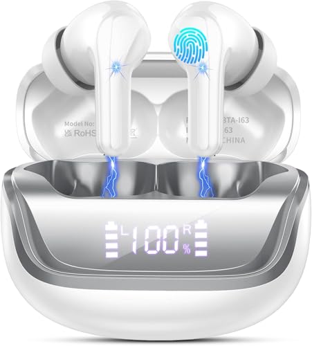 Bluetooth-Kopfhörer, kabellos, Bluetooth 5.4, mit HiFi-Stereo, Bass-Kopfhörer, 48 Stunden Anrufzeit, 4 ENC, Geräuschunterdrückung, Mikrofon, bequeme Passform, hellweiß Bluetooth-Kopfhörer, kabellos, Bluetooth 5.4, mit HiFi-Stereo, Bass-Kopfhörer, 48 Stunden Anrufzeit, 4 ENC, Geräuschunterdrückung, Mikrofon, bequeme Passform, hellweiß von YHFvesv