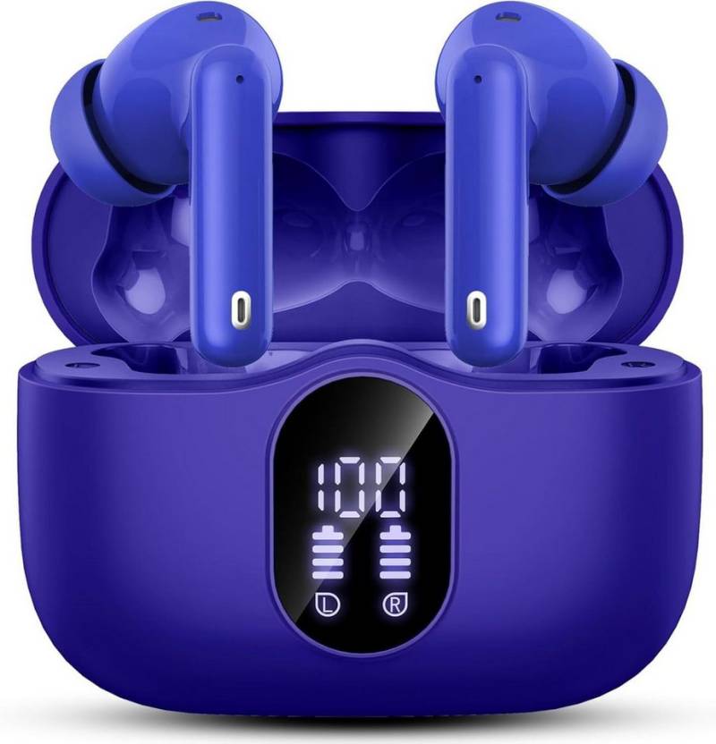 YHFvesv mit 4 ENC, Geräuschunterdrückung, Mikrofon HiFi-Stereo LED-Anzeige In-Ear-Kopfhörer (Schnelle Kopplung: Automatische Verbindung mit dem zuletzt genutzten Gerät beim Öffnen der Ladehülle, einfache Steuerung von Musik, Anrufen und Sprachassistent per Touch., Bluetooth, mit ENC-Technologie Geräuschunterdrückung minimiert Umgebungsgeräusche) von YHFvesv
