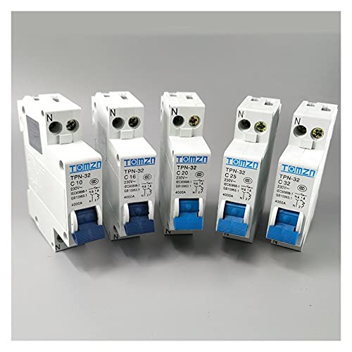 Leistungsschalter TPN 1P+N Mini-Leistungsschalter MCB 10A,16A,20A,25A,32A YHSGKXFH (Size : TPN 10A) von YHSGKXFH