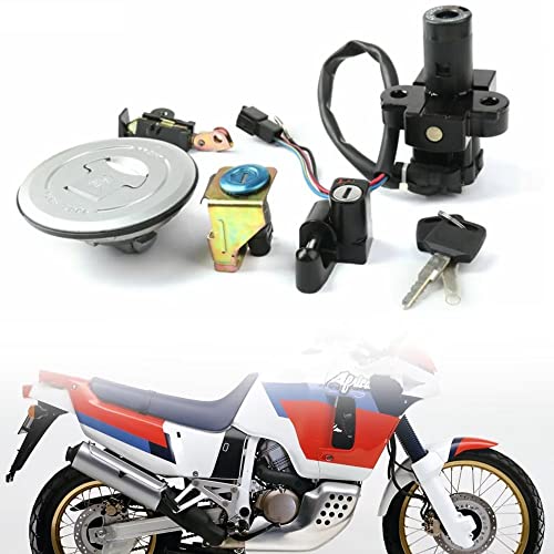 Zündschloss Motorrad-Zündschloss Tankdeckel Sitzschloss Schlüssel Lock-Set Tankdeckelschlüssel-Set für Honda XRV750 Africa Twin 1993-2000 von YHTIMIOX