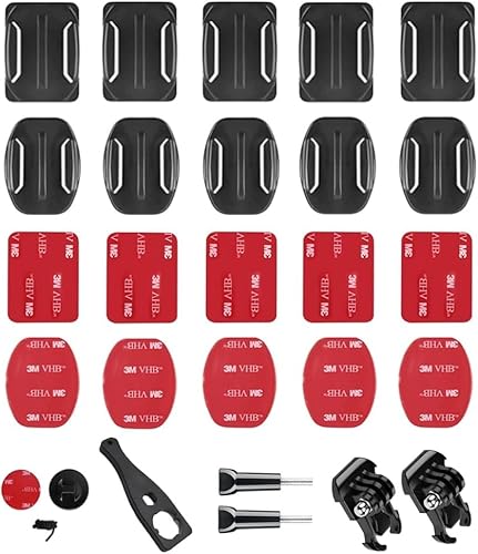 YHTSPORT Klebepads Halterung Action Cam Zubehör, 26pcs Klebehalterung Flache Gebogene Helmhalterung Halterungen Zubehör Klebehalterung für GoPro Und Andere Actioncams von YHTSPORT