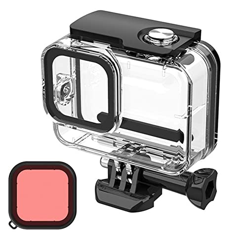 YHTSPORT Wasserdichtes Gehäuse für GoPro Hero 8 Black, 60M Unterwasser Tauchen Gehäuse Housing, Action-Kamera Zubehör Schutzhülle + Rosa Linsenfilter von YHTSPORT