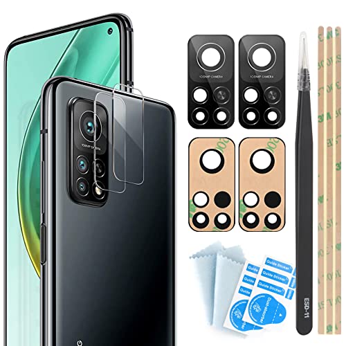 YHX-OU 2 Stück Kamera Linse Glas Ersatz für Xiaomi Mi 10T PRO 5G Mi 10T 5G Kameraglas hinten + 2 Stück Mi 10T PRO 5G Mi 10T 5G 5G Kamera Schutzfolie Linse Kameraschutz + Pinzette von YHX-OU