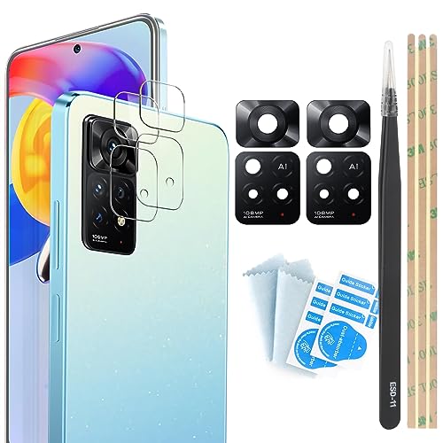 YHX-OU 2 Stück Kamera Linse Glas Ersatz für Xiaomi Redmi Note 11 Pro 5G 21091116I 2201116SG Kameraglas hinten + 2 Stück für Xiaomi Redmi Note 11 Pro 5G Kamera Schutzfolie Linse Kameraschutz von YHX-OU