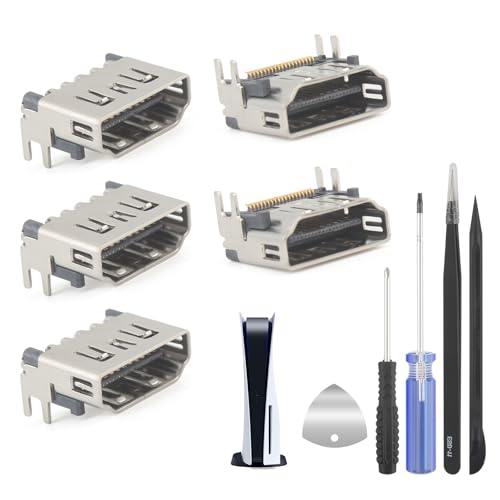 YHX-OU 5 Stück Hdmi Port Buchse für Sony Playstation 5 (PS5) Digital Edition/UHD + Tools von YHX-OU