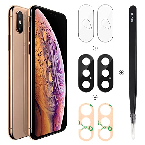 YHX-OU 5.8'' 2 Stück Kamera Linse Glas Ersatz für iPhone XS Kameraglas hinten + 2 Stück für iPhone XS Kamera Schutzfolie Linse Kameraschutz + Pinzette von YHX-OU