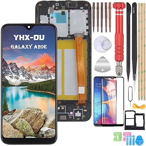YHX-OU 5.8" Schwarz+Rahmen Display für Samsung Galaxy A20e 2019 SM-A202F/DS LCD Display Touchscreen Ersatz Bildschirm Glas Assembly mit Reparaturteile Kits+ Schutzfolie+SIM Cato von YHX-OU