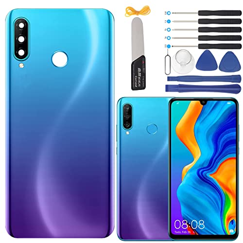 YHX-OU 6,15 Zoll Akkudeckel für Huawei P30 Lite 48 MP Nova 4E Rückglas, Ersatzakku für Huawei P30 Lite + Installationswerkzeug (Aurorablau) von YHX-OU