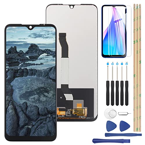 YHX-OU 6,3 Zoll schwarzer Bildschirm für Xiaomi Redmi Note 8T M1908C3XG LCD Display Touchscreen Digitizer Ersatz Assembly mit Installationswerkzeug + für Redmi Note 8T gehärtetes Glas von YHX-OU