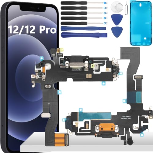YHX-OU 6.1'' Ladebuchse Für iPhone 12 iPhone 12 Pro Dock Connector Port Charger LadePort Mikrofon Audio Jack Flex Kabel + Waterproof Adhesive+Installationswerkzeug von YHX-OU