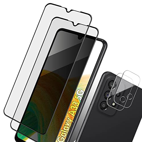 YHX-OU 6.4'' 2 Stück Schutzfolie für Samsung Galaxy A33 5G Sichtschutzfolie Schutz Glas Privacy Panzerglas Zubehör + 2 Stück Galaxy A33 5G Kameraschutz Camera Glass Screen Protector von YHX-OU