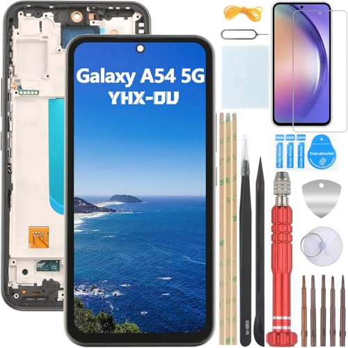 YHX-OU 6.4'' Display mit Rahmen Für Samsung Galaxy A54 5G SM-A546B SM-A5460 LCD Display Touchscreen Bildschirm Digitizer Assembly Glas mit Werkzeug+ 1 Stück Schutzfolie von YHX-OU
