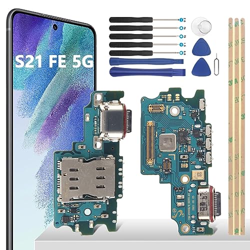 YHX-OU 6.4'' Ladebuchse Für Samsung Galaxy S21 FE 5G SM-G990B SM-G990U SM-G990W SM-G990E Dock Connector Port Charger LadePort Mikrofon Audio Jack Flex Kabel + Installationswerkzeug von YHX-OU