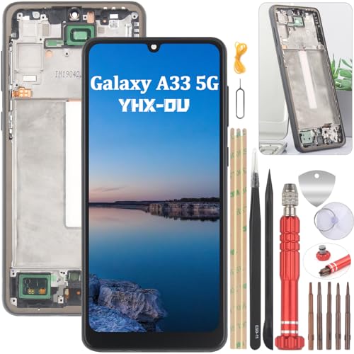 YHX-OU 6.4" Schwarz with Rahmen Display Für Samsung Galaxy A33 5G SM-A336B LCD Display Touchscreen Ersatz Bildschirm mit Werkzeug(Incell Touch) von YHX-OU