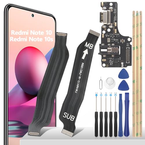 YHX-OU 6.43'' Ladebuchse Für Xiaomi Redmi Note 10s 4G M2101K7BG Dock Connector Port Charger LadePort Mikrofon Audio Jack Flex Kabel+ Ladebuchse Ersatz Flexibles Kabel + Werkzeug von YHX-OU