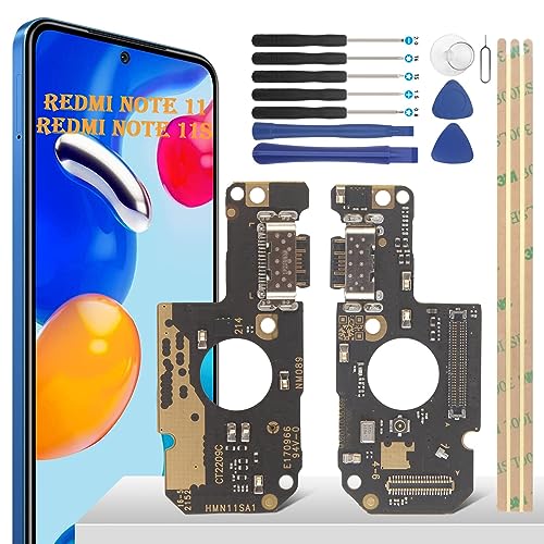 YHX-OU 6.43'' Ladebuchse Für Xiaomi Redmi Note 11 Redmi Note 11s Dock Connector Port Charger LadePort Mikrofon Audio Jack Flex Kabel + Installationswerkzeug von YHX-OU