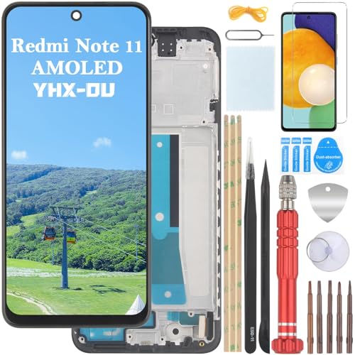 YHX-OU 6.43" Schwarz+Rehmen AMOLED Display Für Xiaomi Redmi Note 11 2201117TG 2201117TY LCD Display Touchscreen Ersatz Bildschirm Glas Assembly mit Werkzeug+1 Stück Schutzfolie YHX-OU 6.43" Schwarz+Rehmen AMOLED Display Für Xiaomi Redmi Note 11 2201117TG 2201117TY LCD Display Touchscreen Ersatz Bildschirm Glas Assembly mit Werkzeug+1 Stück Schutzfolie von YHX-OU