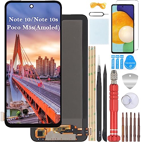 YHX-OU 6.43" Schwarz AMOLED Display für Xiaomi Redmi Note 10 Redmi Note 10s LCD Display Touchscreen Ersatz Bildschirm Glas Assembly mit Werkzeug+ 1 Stück Schutzfolie von YHX-OU