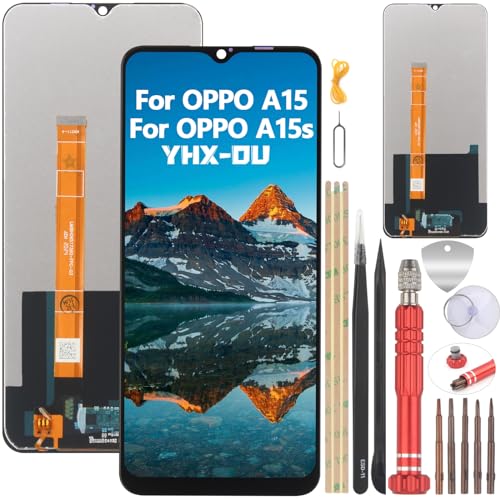 YHX-OU 6.43" Schwarz Display Für Oppo A15 CPH2185 A15s LCD Display Touchscreen Ersatz Bildschirm Glas Assembly mit Werkzeug von YHX-OU